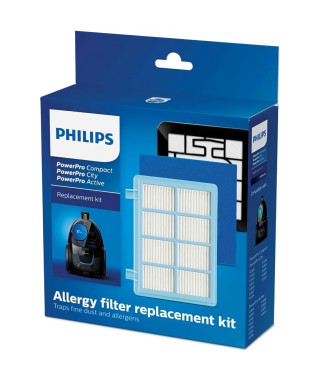 Kit de filtres de rechange pour aspirateur Philips PowerPro Compact & Active Floor - FC8010/02 - Bleu/Blanc