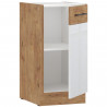 ROCK - Meuble bas - Mélaminé chene Lancelot et Blanc brillant - 40 cm - 1 porte battante