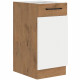 ROCK - Meuble bas - Mélaminé chene Lancelot et Blanc brillant - 40 cm - 1 porte battante