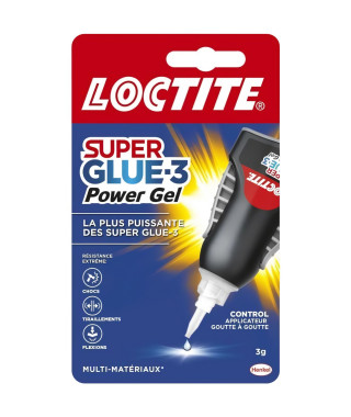 Colles cyanocrylates - LOCTITE - SUPERGLUE-3P - Power Gel Control - Tube 3g