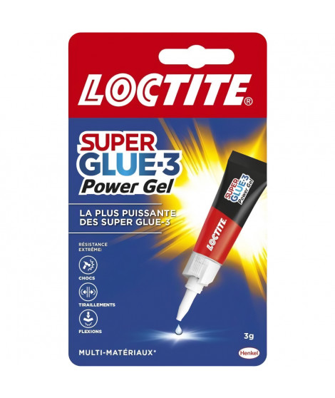 Colles cyanocrylates - LOCTITE - SUPERGLUE-3P - Power gel - Tube 3g