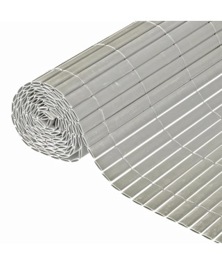 Canisse double face PVC gris - 1,5 x 3 m - 100% occultant - Set de fixation - NATURE