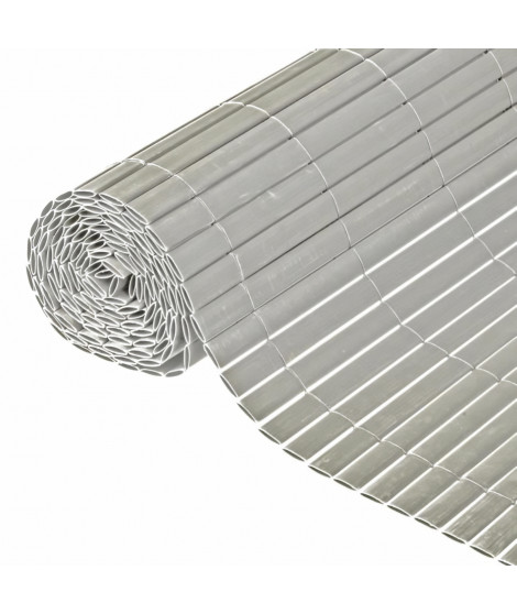 Canisse double face PVC gris - 1,5 x 3 m - 100% occultant - Set de fixation - NATURE