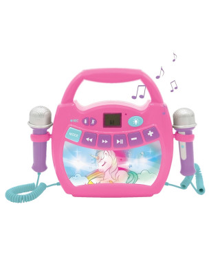 LEXIBOOK - Enceinte Bluetooth Licorne - Effets Lumineux, Micros et Batterie Rechargeable