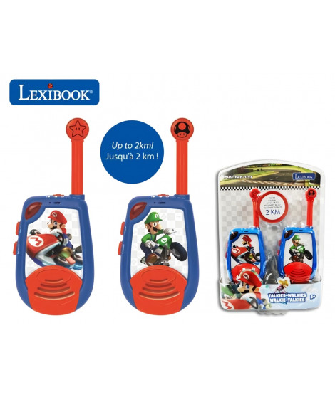 MARIO KART Talkie-walkies digitaux enfant portée 2 km de portée et fonction morse LEXIBOOK