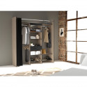 Kit dressing ARTIC avec rideau - Décor Chene et noir - 1 colonne + 3 penderies + 1 tiroir - L 184 x P 50 x H 203 cm - EKIPA