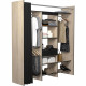 Kit dressing ARTIC avec rideau - Décor Chene et noir - 1 colonne + 3 penderies + 1 tiroir - L 184 x P 50 x H 203 cm - EKIPA