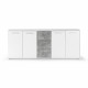 Buffet bas - Panneaux de particules - Blanc et décor gris béton - 4 portes + 3 tiroirs - L 179 x P 42 x H 74,5 cm