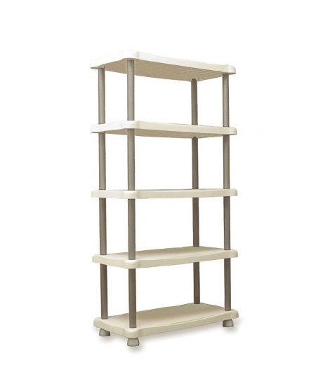 Etagere de rangement - PLASTIKEN - 5 plateaux - Résine - 30kg/plateau - H 184 x L 88 x P 44cm - Beige et taupe