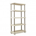 Etagere de rangement - PLASTIKEN - 5 plateaux - Résine - 30kg/plateau - H 184 x L 88 x P 44cm - Beige et taupe