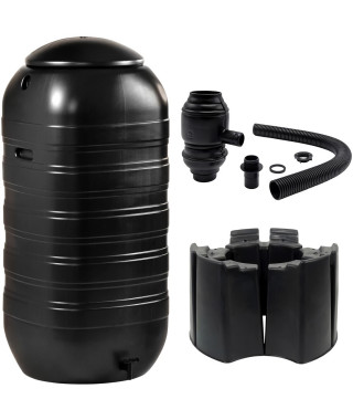 NATURE Récupérateur d'eau kit - 250 litres - Forme colonne - Traité anti-UV - Fabriqué en Europe - Noir