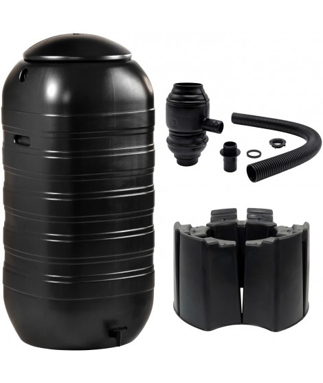 NATURE Récupérateur d'eau kit - 250 litres - Forme colonne - Traité anti-UV - Fabriqué en Europe - Noir