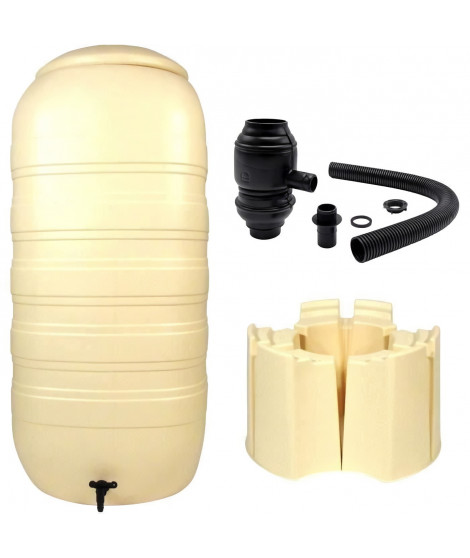 NATURE Récupérateur d'eau kit - 250 litres - Forme colonne - Traité anti-UV - Fabriqué en Europe - Beige