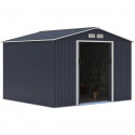 Abri de jardin en métal 7,06 m² - 277 x 255 x 202 cm - Kit d'ancrage inclus - Gris