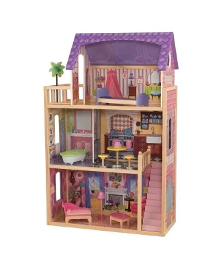 KIDKRAFT - Maison de poupées Kayla en bois + 11 pieces - Rose