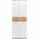 Meuble a chaussures Jacky 42 - Chene Artisan / Blanc - 70 x 185 x 35 cm - 6 Étageres - 1 Tiroir - Capacité 24 Paires