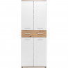 Meuble a chaussures Jacky 42 - Chene Artisan / Blanc - 70 x 185 x 35 cm - 6 Étageres - 1 Tiroir - Capacité 24 Paires
