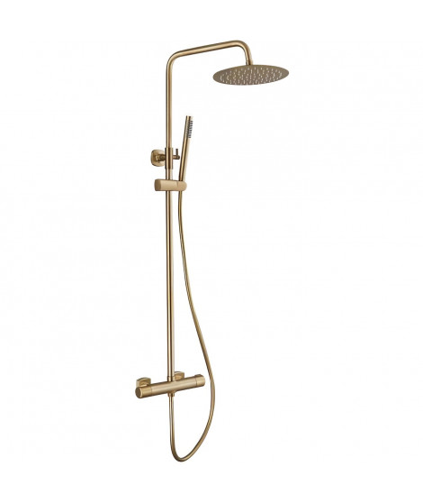 Colonne de douche avec robinetterie Thermostatique - EDOUARD ROUSSEAU - DODDY - Laiton brossé