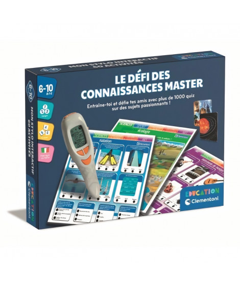 CLEMENTONI - Le défi des connaissances master - Plus de 1000 Quizz - Seul ou a 2 - Stylo éléctronique parlant - Des 7ans