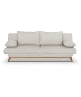 Banquette convertible - 3 places - NAOTO - Tissu beige - Coffre de rangement - 202 x 98 x 98 cm