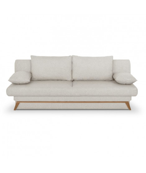 Banquette convertible - 3 places - NAOTO - Tissu beige - Coffre de rangement - 202 x 98 x 98 cm