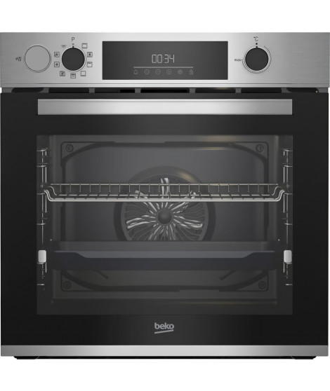 Four encastrable - Chaleur pulsée 3D - BEKO - BBIS14300XMPSE - Inox - 72 L - Porte froide GIFAM - 59,4x56,7x59,5 cm