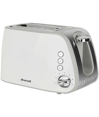 Grille-pain - BRANDT - T02T1050W - 2 fentes - 7 niveaux de puissance - Tiroir ramasse-miettes - Blanc