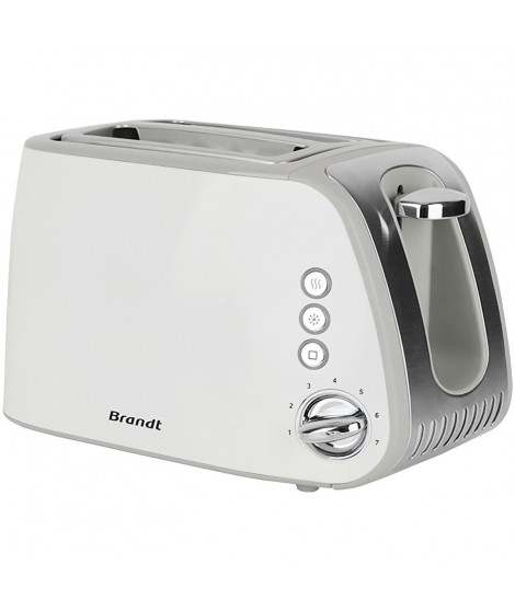 Grille-pain - BRANDT - T02T1050W - 2 fentes - 7 niveaux de puissance - Tiroir ramasse-miettes - Blanc