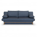 Banquette convertible - 3 places - NAOTO - Tissu bleu foncé - Coffre de rangement - 202 x 98 x 98 cm