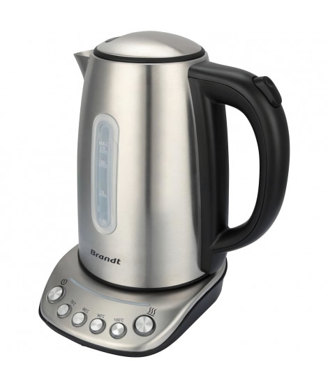 Bouilloire - BRANDT - BO1202B - 1,7 L - 5 températures + maintien au chaud - Inox et noir