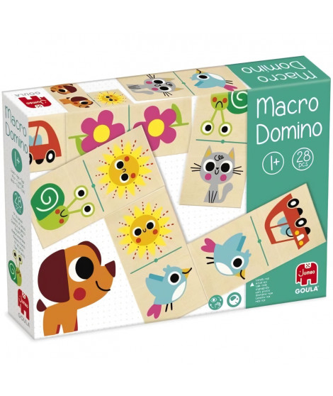 Jeu éducatif - GOULA - Macro Domino - Animaux et objets du quotidien avec grandes pieces en bois