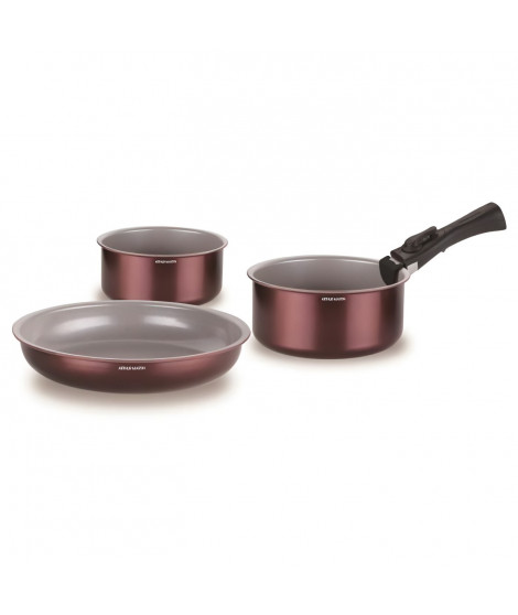 Batterie de cuisine - Tous feux dont induction - ARTHUR MARTIN - AM2503 - Aluminium - 18 pieces - Poignée amovible
