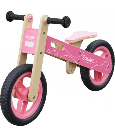 Draisienne - SOULET - 5530 - en bois FSC - Roues pleines - Rose