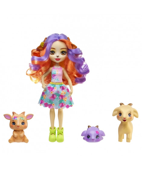 Enchantimals-Famille de Golita Chevre-Poupée et 3 figurines chevres HXC00