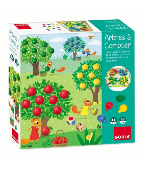 Jeu éducatif - GOULA - Arbres a compter - Complétez les arbres avec des fruits en fonction des dés