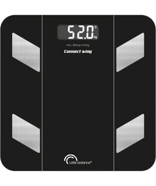 Pese-personne - LITTLE BALANCE - 8687 - Impédancemetre connecté - Wing packaging kraft écologique - 180 kg / 100 g - Noir
