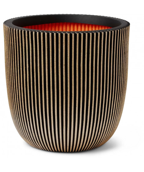Pot de fleur boule - CAPI EUROPE - GROOVE NL - 35 x 34 cm - Noir / Or
