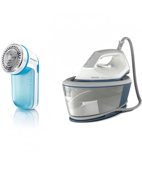 Centrale Vapeur + Rase Peluche  - PHILIPS BXA0019/00 - Compact - 6 bars - Effet Pressing 300g/min - Débit vapeur continu 110g…