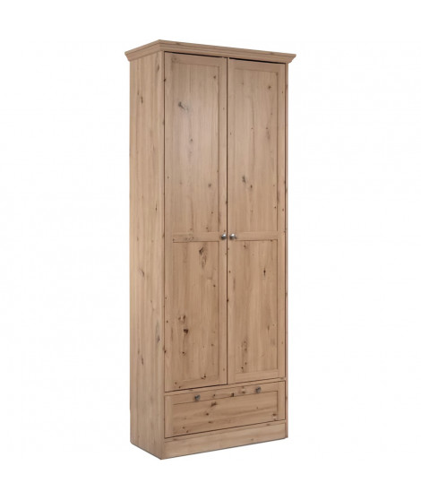 Armoire - Timber 40A - Décor chene artisan - 2 portes a cadre, 1 tiroir - 80 x 39 x 200 cm