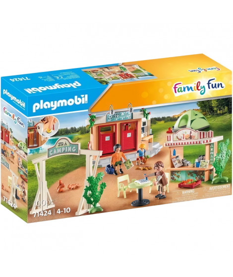 PLAYMOBIL 71424 Camping - Univers du Camping - avec une douche fonctionnelle et des accessoires - Des 4 ans
