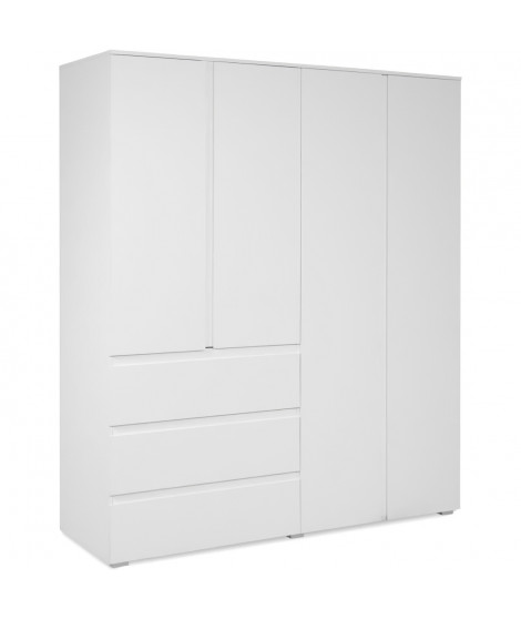 Armoire - Image 60C - Décor blanc - 4 portes, 2 tiroirs - 160 x 55 x 191 cm