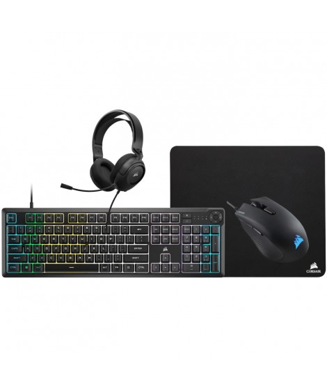 Pack Gaming CORSAIR 4 en 1 - Clavier K55 + Souris gaming HARPOON RGB PRO + Tapis de souris MM100 + Casque multiplateforme HS35