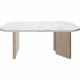 Table basse ovale - QUARTZ - Blanc effet marbre - Pieds épais en chene - 105 x 58 x 39 cm - DIAGONE