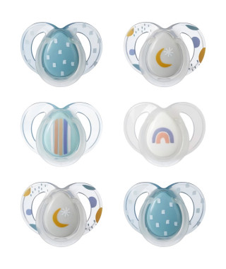 Sucette de nuit - TOMMEE TIPPEE - 6-18 mois - Lot de 6 sucettes phosphorescentes avec capsule de stérilisation réutilisable