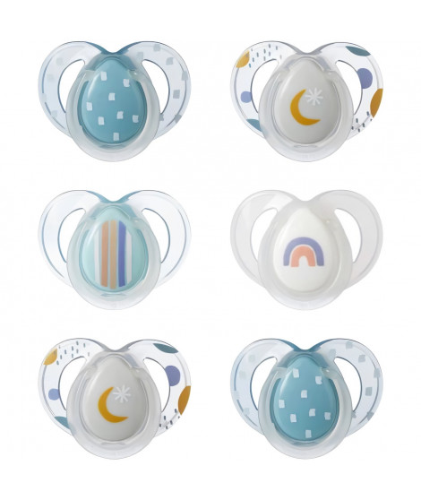 Sucette de nuit - TOMMEE TIPPEE - 6-18 mois - Lot de 6 sucettes phosphorescentes avec capsule de stérilisation réutilisable