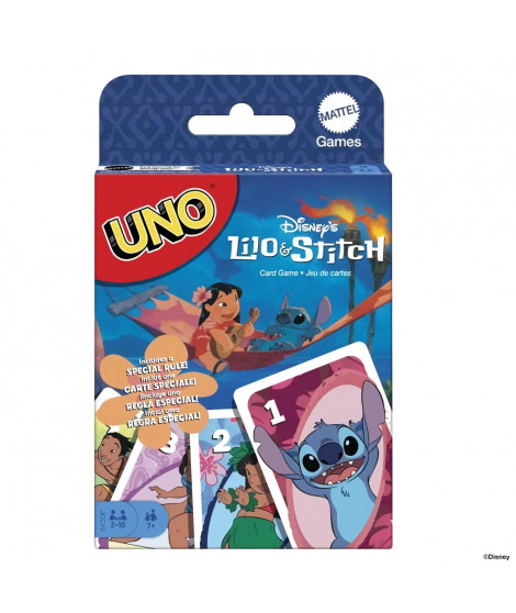 Mattel Games - Disney-UNO Lilo et Stitch-Jeu de cartes pour les enfants et la famille JCC10