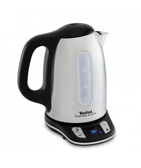 TEFAL Bouilloire électrique 1,7 L, 2400 W, 7 températures réglables, Maintien au chaud 60 min, Inox, Express Control KI240D10