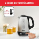 TEFAL Bouilloire électrique 1,7 L, 2400 W, 7 températures réglables, Maintien au chaud 60 min, Inox, Express Control KI240D10