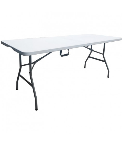 Table de réception traiteur pliante - 8 personnes - 180x74xH73,5 cm - Structure en acier et plateau en polyéthylene PEHD - Blanc