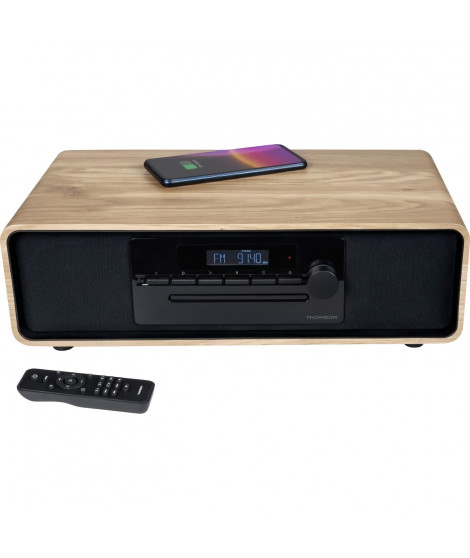 Micro-chaîne Bluetooth - THOMSON - Noir - Radio FM/CD/MP3/USB/Induction, 60W, Égaliseur, Télécommande, Alim. 230V